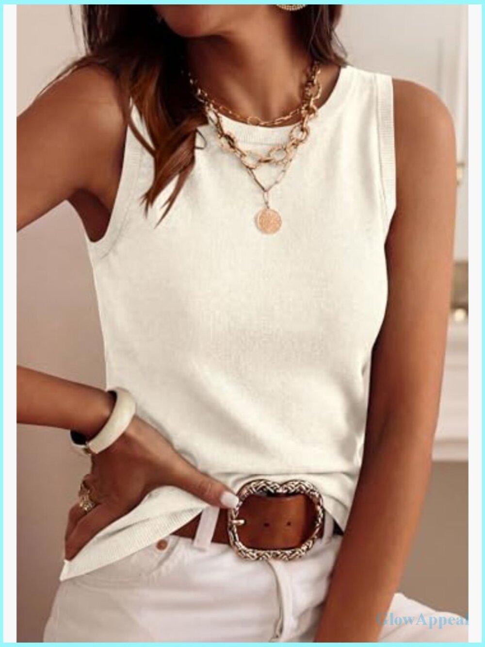 Sleeveless Ribbed Tank Top Business Casual Work Shirt Lightweight Stretch Fabric - Picture 3 of 7